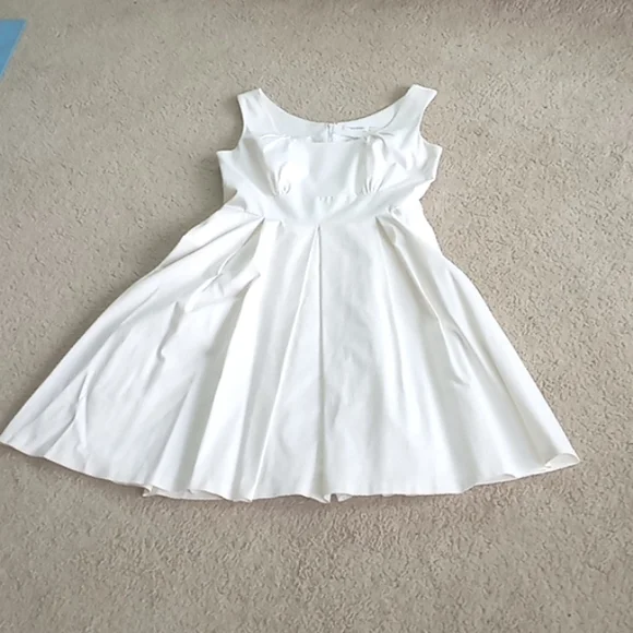 Calvin Klein fit and flare white dress, white